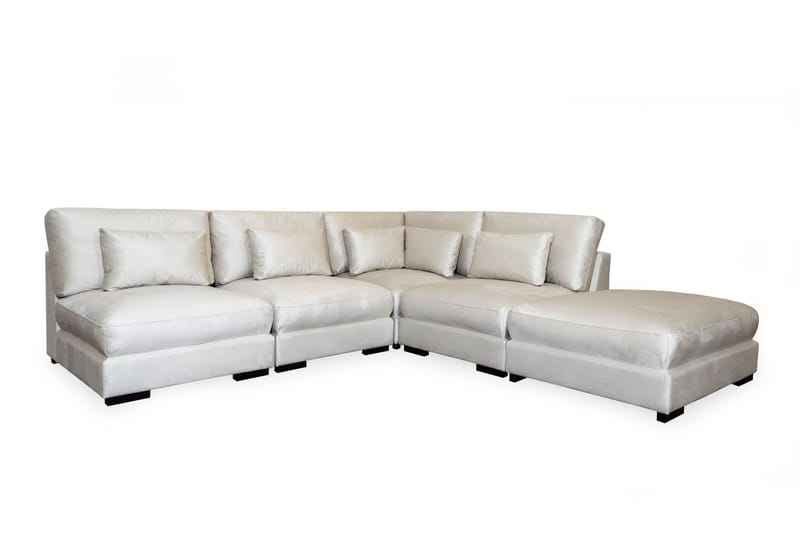 Schäslongsoffa Dubai Vänster Sammet - Vit - Möbler - Soffa - Divansoffa & schäslongsoffa - 4 sits soffa med divan