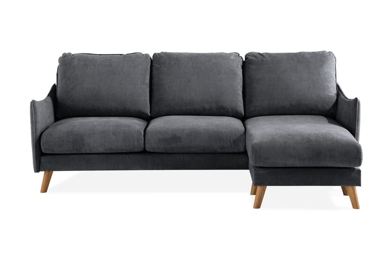 Trend Lyx 3-sits Divansoffa Höger - Mörkgrå/Ek - Möbler - Soffa - Divansoffa & schäslongsoffa - 4 sits soffa med divan
