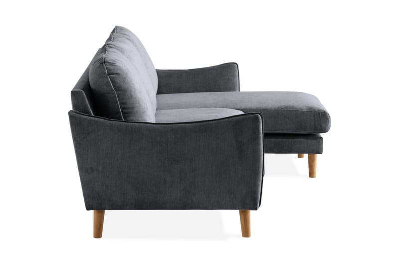 Trend Lyx 3-sits Divansoffa Höger - Mörkgrå/Ek - Möbler - Soffa - Divansoffa & schäslongsoffa - 4 sits soffa med divan