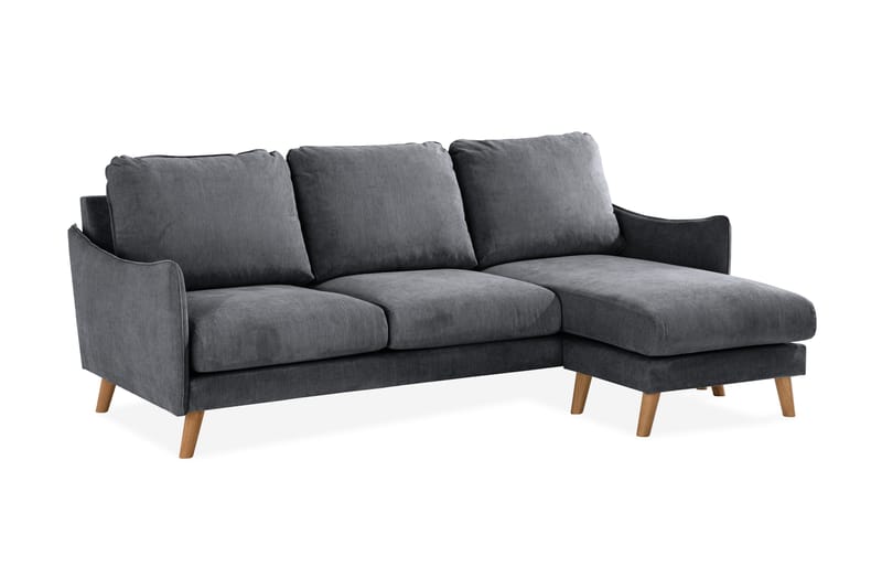 Trend Lyx 3-sits Divansoffa Höger - Mörkgrå/Ek - Möbler - Soffa - Divansoffa & schäslongsoffa - 4 sits soffa med divan