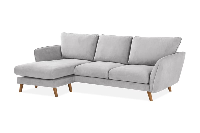 Trend Lyx 3-sits Divansoffa Vänster - Ljusgrå/Ek - Möbler - Soffa - Divansoffa & schäslongsoffa - 4 sits soffa med divan