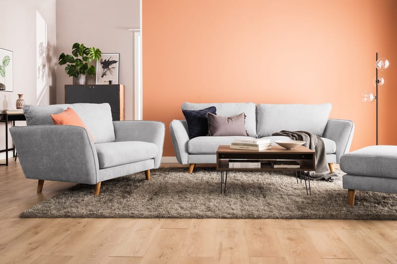Trend Lyx 3-sits Divansoffa Vänster - Ljusgrå/Ek - Möbler - Soffa - Divansoffa & schäslongsoffa - 4 sits soffa med divan