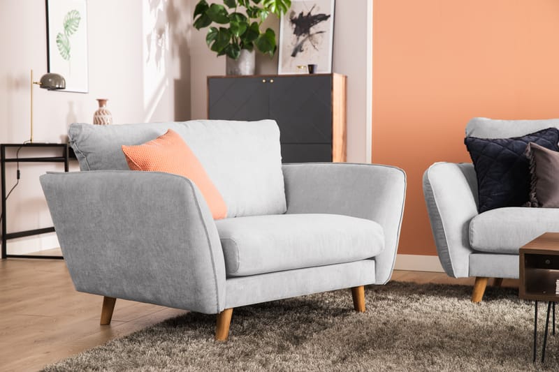 Trend Lyx 3-sits Divansoffa Vänster - Ljusgrå/Ek - Möbler - Soffa - Divansoffa & schäslongsoffa - 4 sits soffa med divan