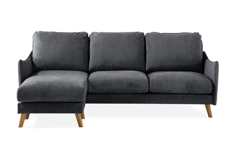 Trend Lyx 3-sits Divansoffa Vänster - Mörkgrå/Ek - Möbler - Soffa - Divansoffa & schäslongsoffa - 4 sits soffa med divan