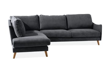 Trend Lyx 3-sits Divansoffa Vänster - Mörkgrå/Ek - Möbler - Soffa - Divansoffa & schäslongsoffa - 4 sits soffa med divan