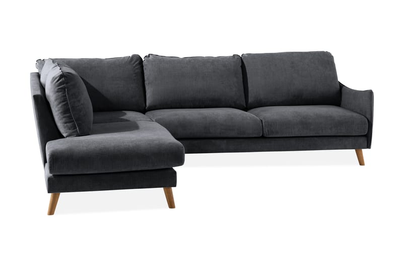 Trend Lyx 3-sits Divansoffa Vänster - Mörkgrå/Ek - Möbler - Soffa - Divansoffa & schäslongsoffa - 4 sits soffa med divan