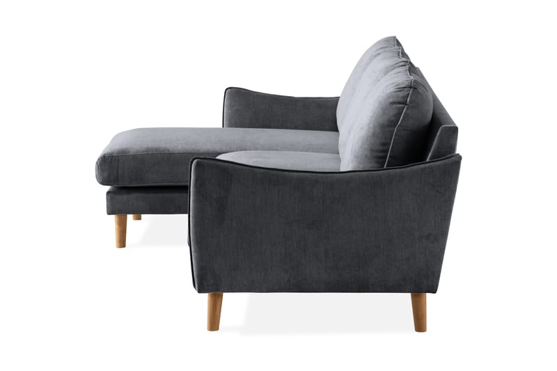 Trend Lyx 3-sits Divansoffa Vänster - Mörkgrå/Ek - Möbler - Soffa - Divansoffa & schäslongsoffa - 4 sits soffa med divan