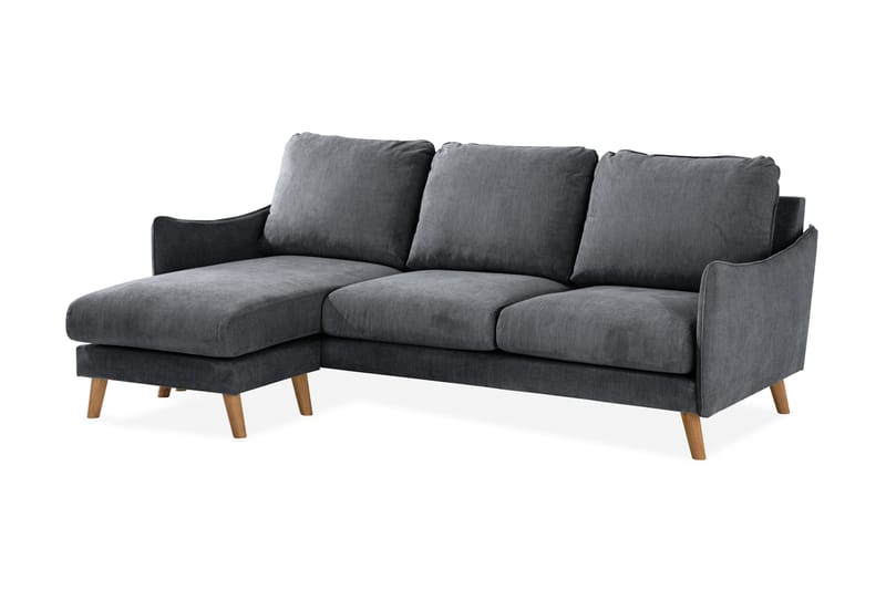 Trend Lyx 3-sits Divansoffa Vänster - Mörkgrå/Ek - Möbler - Soffa - Divansoffa & schäslongsoffa - 4 sits soffa med divan