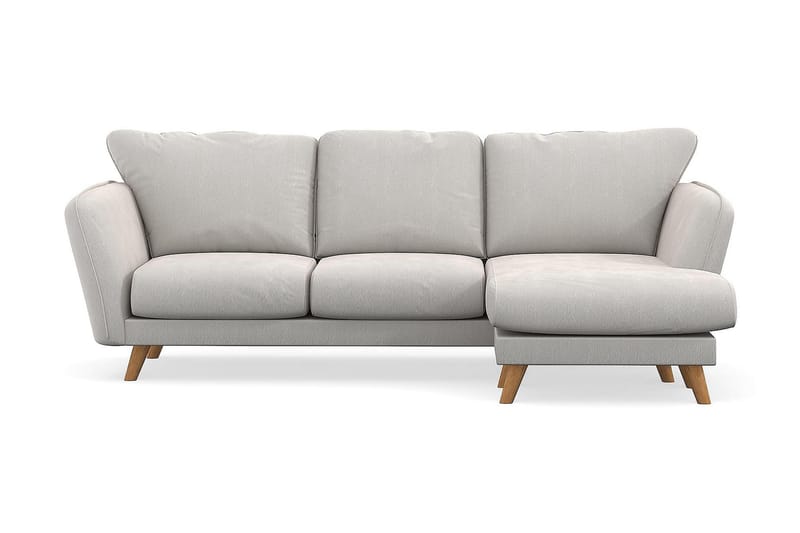 Trend Lyx 3-sits Högervänd L-formad Divansoffa i Sammet - Krämvit - Möbler - Soffa - Divansoffa & schäslongsoffa - 4 sits soffa med divan