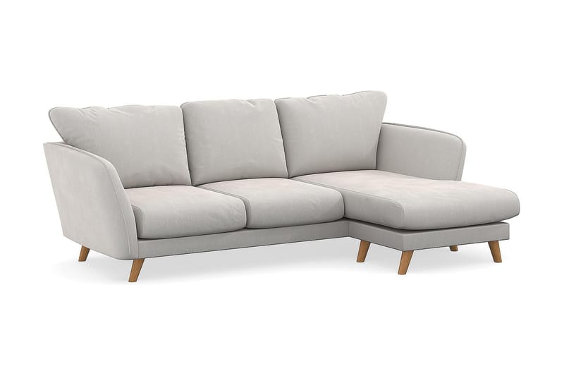 Trend Lyx 3-sits Högervänd L-formad Divansoffa i Sammet - Krämvit - Möbler - Soffa - Divansoffa & schäslongsoffa - 4 sits soffa med divan