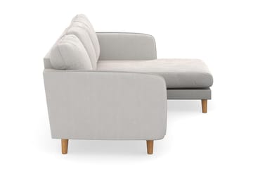 Trend Lyx 3-sits Högervänd L-formad Divansoffa i Sammet - Krämvit - Möbler - Soffa - Divansoffa & schäslongsoffa - 4 sits soffa med divan