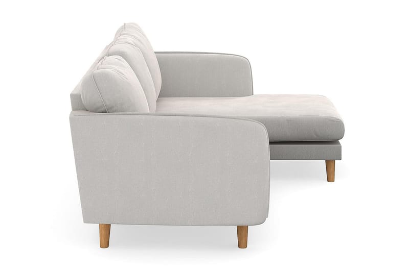 Trend Lyx 3-sits Högervänd L-formad Divansoffa i Sammet - Krämvit - Möbler - Soffa - Divansoffa & schäslongsoffa - 4 sits soffa med divan
