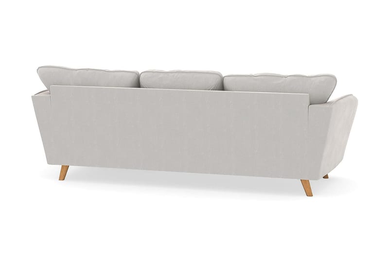 Trend Lyx 3-sits Högervänd L-formad Divansoffa i Sammet - Krämvit - Möbler - Soffa - Divansoffa & schäslongsoffa - 4 sits soffa med divan