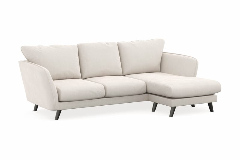 Trend Lyx 3-sits Högervänd L-formad Divansoffa i Sammet - Krämvit - Möbler - Soffa - Divansoffa & schäslongsoffa - 4 sits soffa med divan