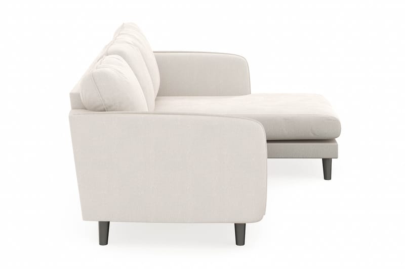 Trend Lyx 3-sits Högervänd L-formad Divansoffa i Sammet - Krämvit - Möbler - Soffa - Divansoffa & schäslongsoffa - 4 sits soffa med divan