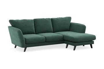 Trend Lyx 3-sits Högervänd L-formad Divansoffa i Sammet - Mörkgrön - Möbler - Soffa - Divansoffa & schäslongsoffa - 4 sits soffa med divan