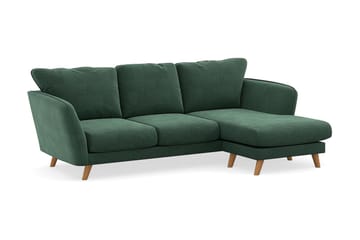 Trend Lyx 3-sits Högervänd L-formad Divansoffa i Sammet - Mörkgrön - Möbler - Soffa - Divansoffa & schäslongsoffa - 4 sits soffa med divan