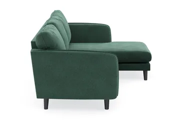 Trend Lyx 3-sits Högervänd L-formad Divansoffa i Sammet - Mörkgrön - Möbler - Soffa - Divansoffa & schäslongsoffa - 4 sits soffa med divan