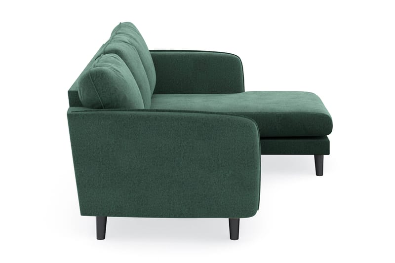 Trend Lyx 3-sits Högervänd L-formad Divansoffa i Sammet - Mörkgrön - Möbler - Soffa - Divansoffa & schäslongsoffa - 4 sits soffa med divan