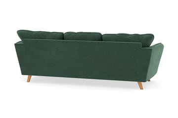 Trend Lyx 3-sits Högervänd L-formad Divansoffa i Sammet - Mörkgrön - Möbler - Soffa - Divansoffa & schäslongsoffa - 4 sits soffa med divan