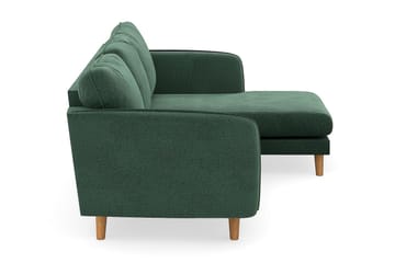Trend Lyx 3-sits Högervänd L-formad Divansoffa i Sammet - Mörkgrön - Möbler - Soffa - Divansoffa & schäslongsoffa - 4 sits soffa med divan