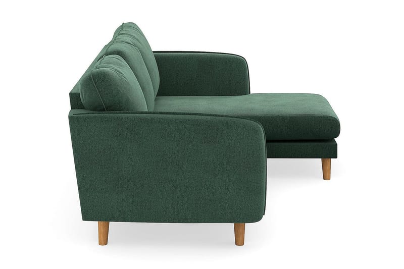 Trend Lyx 3-sits Högervänd L-formad Divansoffa i Sammet - Mörkgrön - Möbler - Soffa - Divansoffa & schäslongsoffa - 4 sits soffa med divan