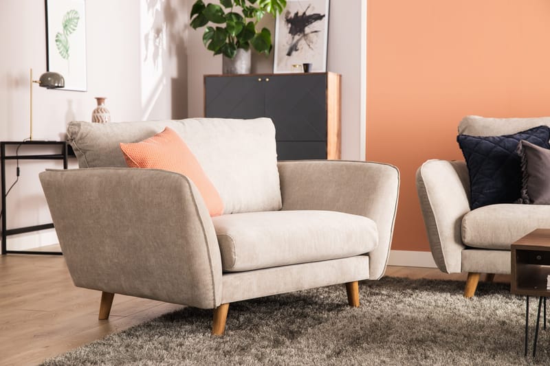 Trend Lyx 3-sits Högervänd L-formad Divansoffa i Tyg - Beige - Möbler - Soffa - Divansoffa & schäslongsoffa - 4 sits soffa med divan