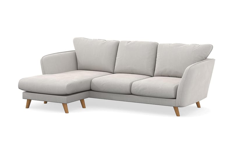 Trend Lyx 3-sits Vänstervänd L-formad Divansoffa i Sammet - Krämvit - Möbler - Soffa - Divansoffa & schäslongsoffa - 4 sits soffa med divan
