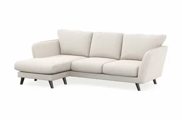 Trend Lyx 3-sits Vänstervänd L-formad Divansoffa i Sammet - Krämvit - Möbler - Soffa - Divansoffa & schäslongsoffa - 4 sits soffa med divan