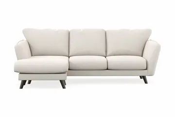 Trend Lyx 3-sits Vänstervänd L-formad Divansoffa i Sammet - Krämvit - Möbler - Soffa - Divansoffa & schäslongsoffa - 4 sits soffa med divan