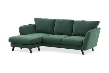 Trend Lyx 3-sits Vänstervänd L-formad Divansoffa i Sammet - Mörkgrön - Möbler - Soffa - Divansoffa & schäslongsoffa - 4 sits soffa med divan