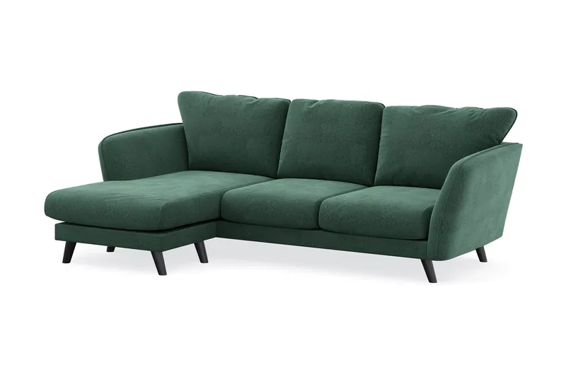 Trend Lyx 3-sits Vänstervänd L-formad Divansoffa i Sammet - Mörkgrön - Möbler - Soffa - Divansoffa & schäslongsoffa - 4 sits soffa med divan