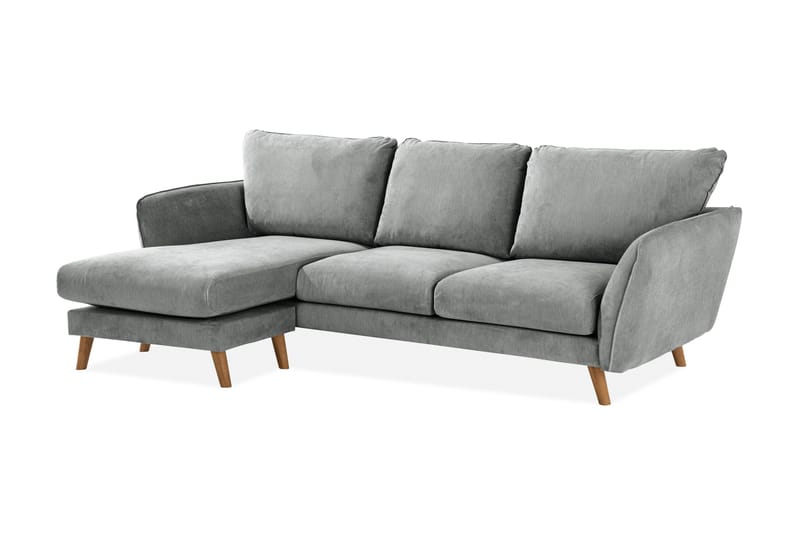 Trend Lyx 3-sits Vänstervänd L-formad Divansoffa i Tyg - Grå - Möbler - Soffa - Divansoffa & schäslongsoffa - 4 sits soffa med divan
