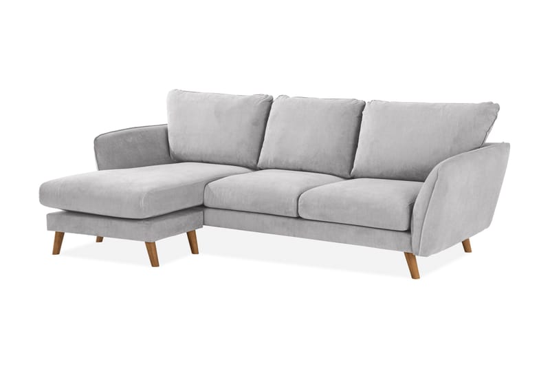 Trend Lyx 3-sits Vänstervänd L-formad Divansoffa i Tyg - Ljusgrå - Möbler - Soffa - Divansoffa & schäslongsoffa - 4 sits soffa med divan