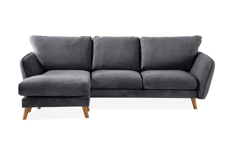 Trend Lyx 3-sits Vänstervänd L-formad Divansoffa i Tyg - Mörkgrå - Möbler - Soffa - Divansoffa & schäslongsoffa - 4 sits soffa med divan