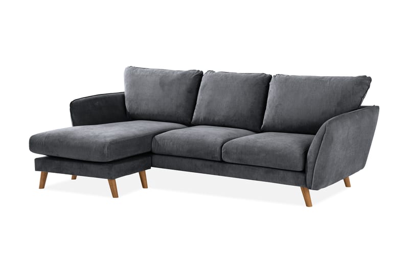 Trend Lyx 3-sits Vänstervänd L-formad Divansoffa i Tyg - Mörkgrå - Möbler - Soffa - Divansoffa & schäslongsoffa - 4 sits soffa med divan