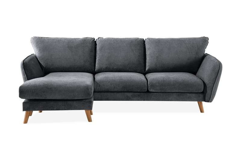 Trend Lyx 3-sits Vänstervänd L-formad Divansoffa i Tyg - Mörkgrå - Möbler - Soffa - Divansoffa & schäslongsoffa - 4 sits soffa med divan