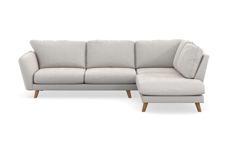Trend Lyx 4-sits Högervänd L-formad Schäslongsoffa i Sammet - Krämvit - Möbler - Soffa - Divansoffa & schäslongsoffa - 4 sits soffa med divan