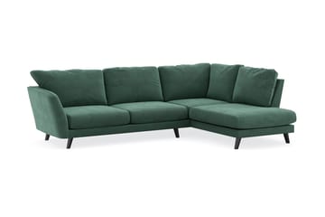 Trend Lyx 4-sits Högervänd L-formad Schäslongsoffa i Sammet - Mörkgrön - Möbler - Soffa - Divansoffa & schäslongsoffa - 4 sits soffa med divan