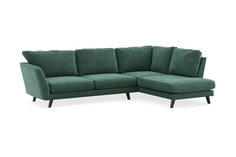 Trend Lyx 4-sits Högervänd L-formad Schäslongsoffa i Sammet - Mörkgrön - Möbler - Soffa - Divansoffa & schäslongsoffa - 4 sits soffa med divan