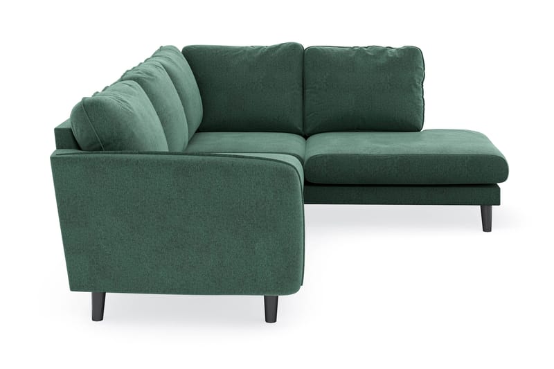 Trend Lyx 4-sits Högervänd L-formad Schäslongsoffa i Sammet - Mörkgrön - Möbler - Soffa - Divansoffa & schäslongsoffa - 4 sits soffa med divan