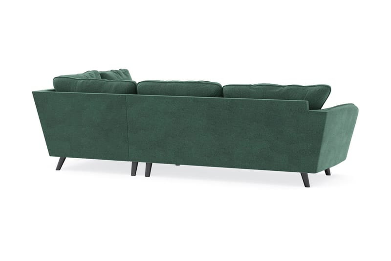 Trend Lyx 4-sits Högervänd L-formad Schäslongsoffa i Sammet - Mörkgrön - Möbler - Soffa - Divansoffa & schäslongsoffa - 4 sits soffa med divan