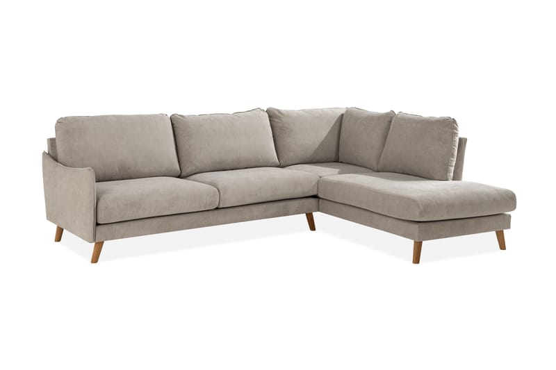 Trend Lyx 4-sits Högervänd L-formad Schäslongsoffa i Tyg - Beige - Möbler - Soffa - Divansoffa & schäslongsoffa - 4 sits soffa med divan