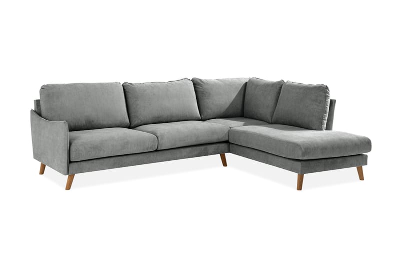 Trend Lyx 4-sits Högervänd L-formad Schäslongsoffa i Tyg - Grå - Möbler - Soffa - Divansoffa & schäslongsoffa - 4 sits soffa med divan