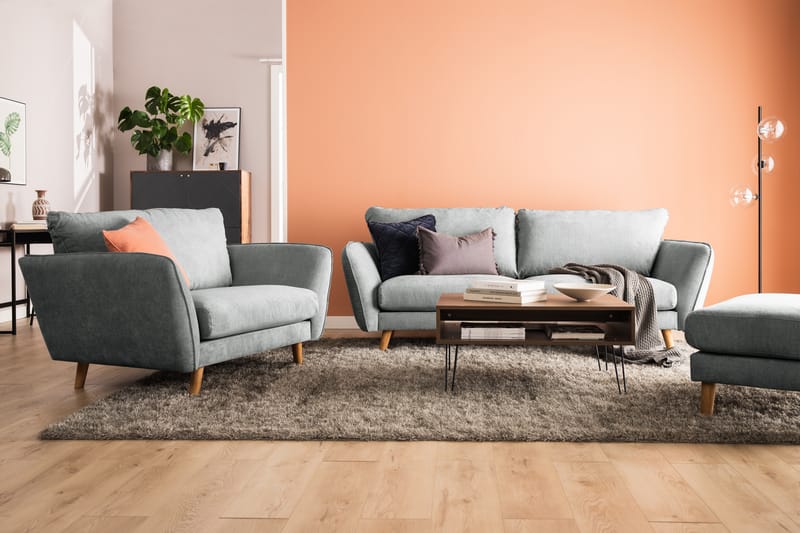 Trend Lyx 4-sits Högervänd L-formad Schäslongsoffa i Tyg - Grå - Möbler - Soffa - Divansoffa & schäslongsoffa - 4 sits soffa med divan