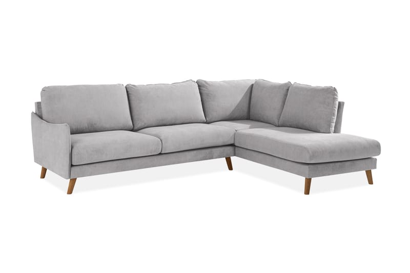 Trend Lyx 4-sits Högervänd L-formad Schäslongsoffa i Tyg - Ljusgrå - Möbler - Soffa - Divansoffa & schäslongsoffa - 4 sits soffa med divan
