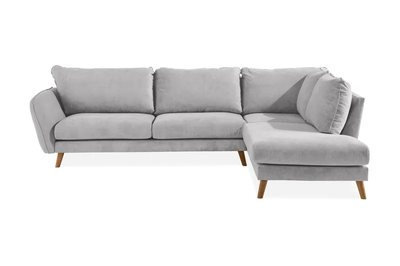 Trend Lyx 4-sits Högervänd L-formad Schäslongsoffa i Tyg - Ljusgrå - Möbler - Soffa - Divansoffa & schäslongsoffa - 4 sits soffa med divan