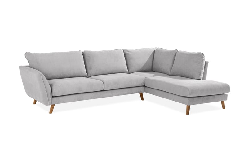 Trend Lyx 4-sits Högervänd L-formad Schäslongsoffa i Tyg - Ljusgrå - Möbler - Soffa - Divansoffa & schäslongsoffa - 4 sits soffa med divan