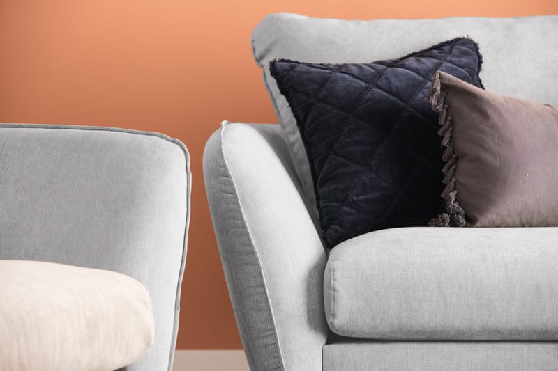 Trend Lyx 4-sits Högervänd L-formad Schäslongsoffa i Tyg - Ljusgrå - Möbler - Soffa - Divansoffa & schäslongsoffa - 4 sits soffa med divan