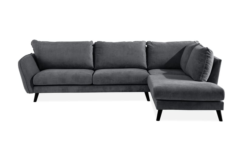 Trend Lyx 4-sits Högervänd L-formad Schäslongsoffa i Tyg - Mörkgrå - Möbler - Soffa - Divansoffa & schäslongsoffa - 4 sits soffa med divan